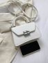 Mini Square Bag Solid Color Top Handle Flap Chain Strap