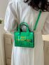 Mini Square Bag Letter Print Green Fashionable