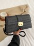 Crocodile Embossed Baguette Bag Black Elegant Flap For Work