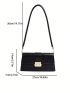 Crocodile Embossed Baguette Bag Black Elegant Flap For Work