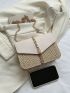 Colorblock Straw Bag Tassel Decor Flap Chain Strap For Vacation