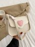 Mini Saddle Bag Heart Pattern Twilly Scarf Decor Flap For Daily