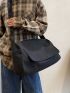 Black Messenger Bag Minimalist Large Capacity Adjustable Strap