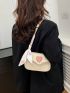 Mini Saddle Bag Heart Pattern Twilly Scarf Decor Flap For Daily