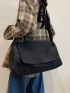 Black Messenger Bag Minimalist Large Capacity Adjustable Strap