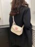 Mini Saddle Bag Heart Pattern Twilly Scarf Decor Flap For Daily