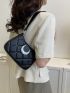 Quilted Hobo Bag Studded & Metal Decor Fashionable Shoulder Bag