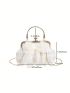 Plaid Pattern Dome Bag Bow Decor Top Handle