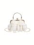 Plaid Pattern Dome Bag Bow Decor Top Handle