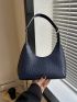 Crocodile Embossed Hobo Bag Black Elegant With Zipper For Work