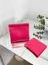 2pcs Hot Pink Coin Purse Waterproof Make Up Bag Key Lipstick Data Cable Storage Pouch