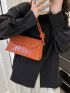 Crocodile Embossed Square Bag Orange Fashionable Flap