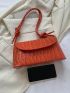 Crocodile Embossed Square Bag Orange Fashionable Flap