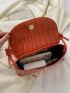 Crocodile Embossed Square Bag Orange Fashionable Flap