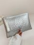 Crocodile Embossed Square Bag Zipper Metallic Funky