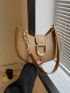 Khaki Hobo Bag Fashionable Metal Decor Zipper PU