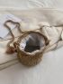 Mini Drawstring Straw Bag Braided Detail Tassel & Bead Decor