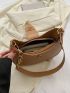 Khaki Hobo Bag Fashionable Metal Decor Zipper PU