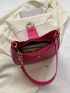 Neon-pink Hobo Bag Funky Metal Decor PU