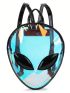 Fashionable Holographic Alien Design Backpack For Women, Clear Bag