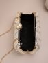 Mini Box Bag Glamorous Rhinestone & Faux Pearl Decor Chain For Party, Perfect Bride Purse For Wedding, Prom & Party Events