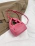 Mini Hobo Bag Neon Pink Funky Litchi Embossed Snap Button PU