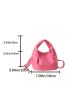 Mini Hobo Bag Neon Pink Funky Litchi Embossed Snap Button PU