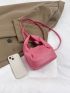 Mini Hobo Bag Neon Pink Funky Litchi Embossed Snap Button PU