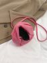 Mini Hobo Bag Neon Pink Funky Litchi Embossed Snap Button PU