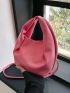 Mini Hobo Bag Neon Pink Funky Litchi Embossed Snap Button PU