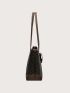 Large Zipper Shoulder Tote Bag Fashionable Geometric Pattern High-capacity