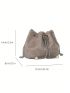 Mini Bucket Bag Studded Decor Drawstring Design Pearl Decor