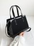 Small Square Bag Black Minimalist Double Handle