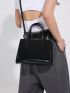 Small Square Bag Black Minimalist Double Handle