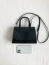 Small Square Bag Black Minimalist Double Handle