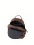 Solid Color Classic Backpack Zipper Adjustable Strap