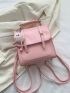 Mini Flap Backpack PU Pink With Bag Charm