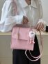 Mini Flap Backpack PU Pink With Bag Charm