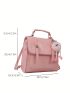 Mini Flap Backpack PU Pink With Bag Charm