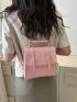 Mini Flap Backpack PU Pink With Bag Charm