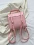 Mini Flap Backpack PU Pink With Bag Charm