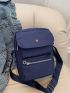 Mini Square Bag Oxford Zip Front Navy Blue