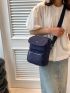 Mini Square Bag Oxford Zip Front Navy Blue