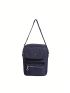 Mini Square Bag Oxford Zip Front Navy Blue