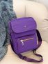 Mini Square Bag Oxford Purple Zip Front