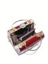 Mini Box Bag Rhinestone & Letter Decor PU