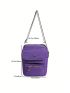 Mini Square Bag Oxford Purple Zip Front