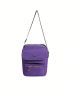 Mini Square Bag Oxford Purple Zip Front