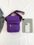 Mini Square Bag Oxford Purple Zip Front