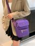 Mini Square Bag Oxford Purple Zip Front